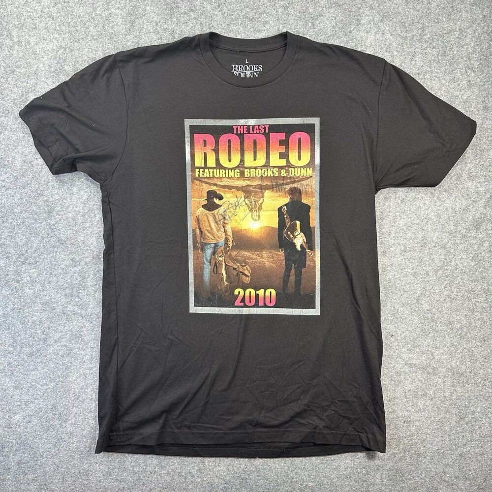 Brooks & Dunn The Last Rodeo 2010 Shirt Mens Lrg Black Signed  Auto Concert Tee